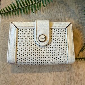 Fossil White Perforated Wallet Never Used